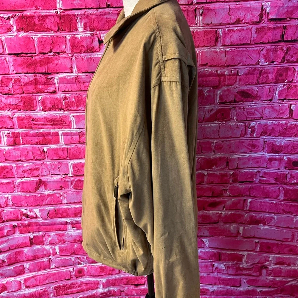 Weatherproof Mens Size‎ Large Bomber Jacket Tan Faux Suede Full Zip